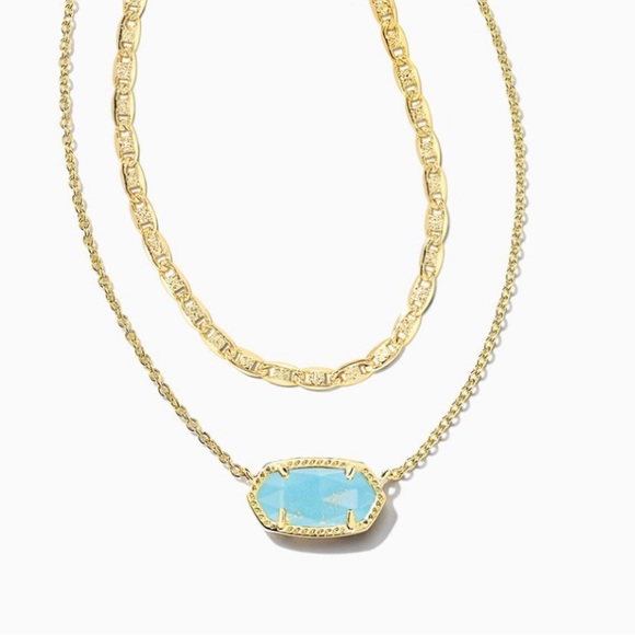 Kendra Scott Jewelry - NWOT Kendra Scott Elisa Gold Multi Strand Necklace with Turquoise Magnesite